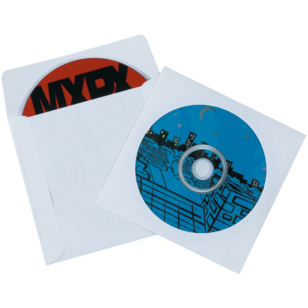 4 <span class='fraction'>7/8</span> x 5" Paper Windowed White CD/DVD Sleeves
