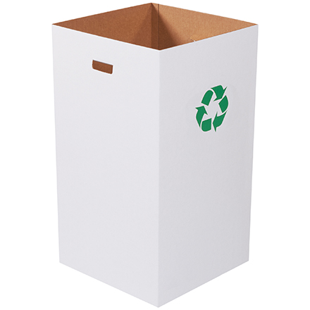 Corrugated Trash Can with Recycle Logo - 50 Gallon