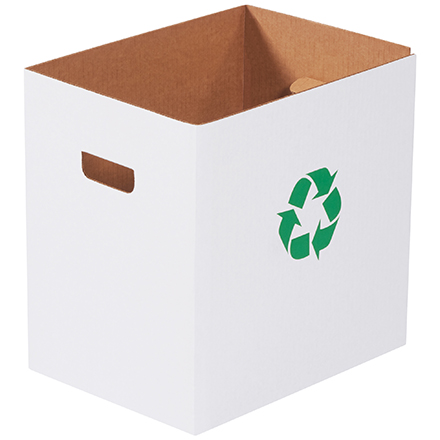 Corrugated Trash Cans with Recycle Logo - 7 Gallon