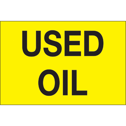 2 x 3" - "Used Oil" (Fluorescent Yellow) Labels